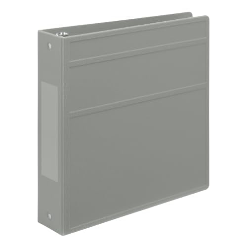Carstens 2-Inch Heavy Duty 3-Ring Binder - Side Opening, Ash Gray, Durable Plastic, Precision No-Gap Rings, Waterproof Cover, No Pockets, Holds 300 Letter-Sized Sheets, BPA-Free, Made in USA (2822-3R) - color: Gray, size: Individual