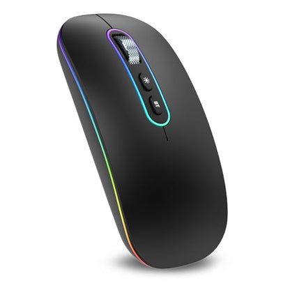 cimetech Wireless Mouse for Laptop, M01 Rechargeable Silent LED Computer USB Mice, [BT5.1 and 2.4G Receiver] Dual Mode Slim Sleek, Plug and Play for iPad Mac Chromebook Tablet PC Notebook - color: Black