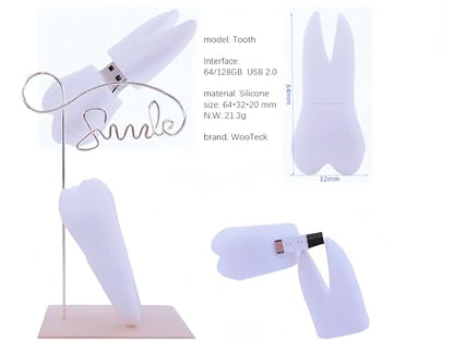 128GB Cartoon Lovely Tooth USB Flash Drive Pendrive Cute Novelty Memory Stick - color: Tooth, size: 128GB