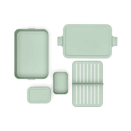 Brabantia Make & Take Bento Lunch Box (Jade Green) 2 Compartments & Lidded Pot, Lift-Out Tray Divider, BPA-Free, Airtight Snap Locks, Microwave & Freezer Safe, Travel Meal Prep Container, 68oz - color: Jade Green, style: Bento Lunch Box