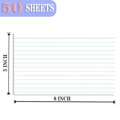 White Index Cards 5x8 Ruled, 50 Pcs File Note Cards, Lined Index Cards, Flash Cards, Study, Flashcards for Studying, Notecards for Studying, Note Taking and To Do List - size: 5 x 8-50PCS