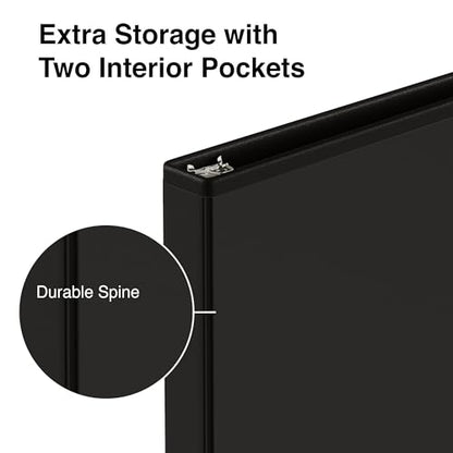 Staples 1/2" 3-Ring View Binder, Black, 4/Pack - color: Black, size: 4 Pack, style: 0.5'' Inch