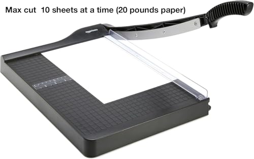 Amazon Basics Paper Trimmer Cutter for Office and Crafts, Heavy-Duty, Portable Guillotine Paper Cutter, 15-Inch, 10-Sheet Cardstock for Photos - size: 15"