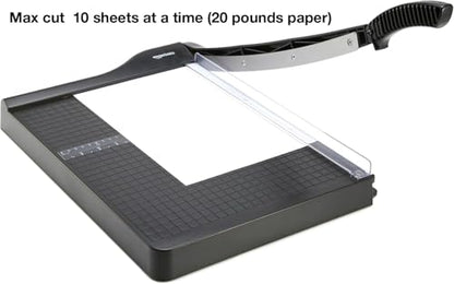 Amazon Basics Paper Trimmer Cutter for Office and Crafts, Heavy-Duty, Portable Guillotine Paper Cutter, 15-Inch, 10-Sheet Cardstock for Photos - size: 15"