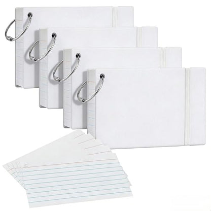 NEEWAY Heavyweight Ruled Index Cards 3x5, 200 Count Flash Cards with Rings and Cover, White Note Cards Lined for Home, Office (White) - color: White