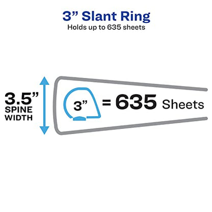 Avery Heavy-Duty View 3 Ring Binder, 3" One Touch Slant Rings, Holds 8.5" x 11" Paper, 1 White Binder (05604) (Pack of 4) - size: 3" (Pack of 4)