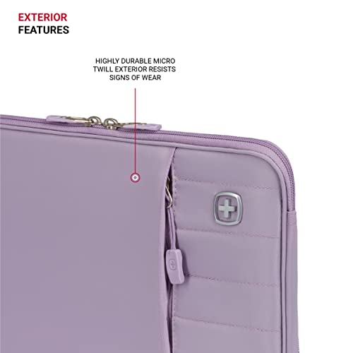 SwissGear Padded Zippered Laptop Sleeve, Micro-Twill Laptop Case with Zippered Front Compartment & Fleece Lining - color: Lilac, size: 13-Inch