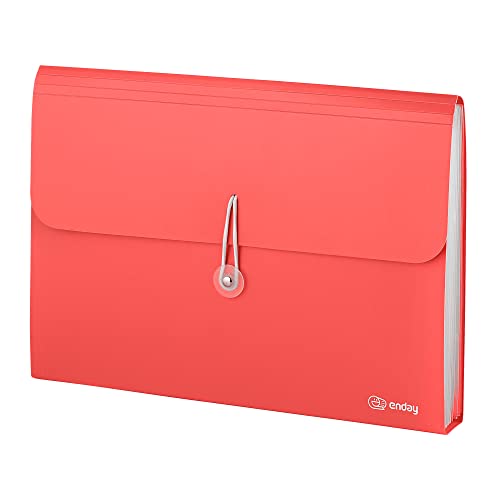 Accordion File Organizer Red, 7 Pocket Expanding File and Cover Folder with Labels, Plastic Portable Desktop Letter A4 Paper, Also Available in Purple, Green, Pink, Blue, Grey, 1 Pc – By Enday - color: Red, size: 7 POCKET