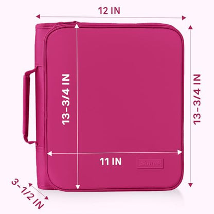 SUNEE Zippered Binder Bag with Handle, 2-Inch 3-Ring O-Ring, 500-Sheet Capacity, Includes Zip Pocket, 5-Tab Expanding File Folder, Multi-Pocket Organizer Binder for Middle School, Berry Pink - color: Berry Pink