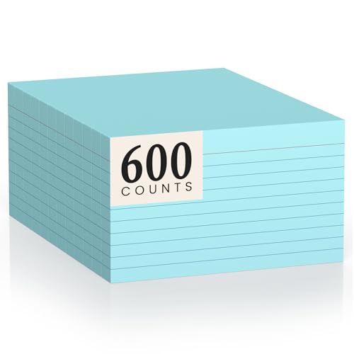 600 Count Index Cards 3 x 5 Inch Blue Lined Flash Cards Ideal for Studying and To-do-List, Portable Note Cards Taking for Students and Teachers, Flash Card Styled for Home, Office or School Use - color: Blue