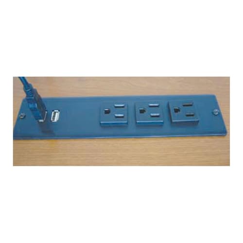 8-1/4" Long x 2-1/16" Wide Black in-Desk Power Center with 3 Outlets, 2 USB Ports - style: 3 Outlets, 2 USB Ports