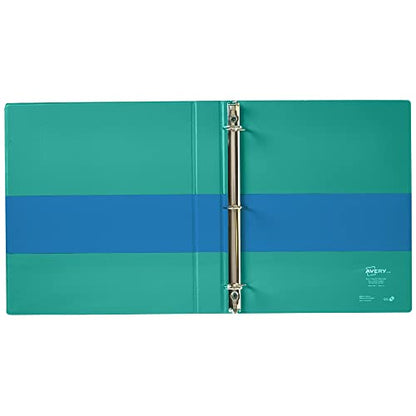 Avery Two-Tone Durable View 3 Ring Binder, 1 Inch Slant Rings, Blue/Teal Binder (17290) - color: Blue/Teal, size: 1"