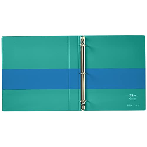 Avery Two-Tone Durable View 3 Ring Binder, 1 Inch Slant Rings, Blue/Teal Binder (17290) - color: Blue/Teal, size: 1"