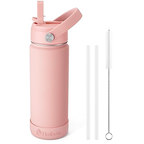 Fimibuke Kids Insulated Water Bottle, 18oz BPA FREE 18/8 Stainless Steel Kids Cup with Straw Travel Tumbler Double Wall Vacuum Leak Proof Toddler Water Bottle for School Boys Girls(1 Pack, Blush) - color: B12. Blush