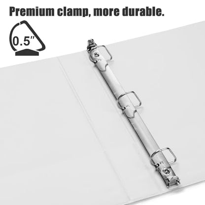 COMIX Heavy Duty 0.5 inch Slant-D Ring View Binder, 1/2 inch 3 Ring Binders, Hold 125 Sheets of 8.5" x 11" Paper, 12 Pack (White) - color: White, size: 1/2 inch, style: 12 Pack