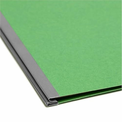 Smead Pressboard Classification File Folder with SafeSHIELD Fasteners, 1 Divider, 2" Expansion, Letter Size, Green, 10 per Box (13733) (Pack of 1) - color: Green