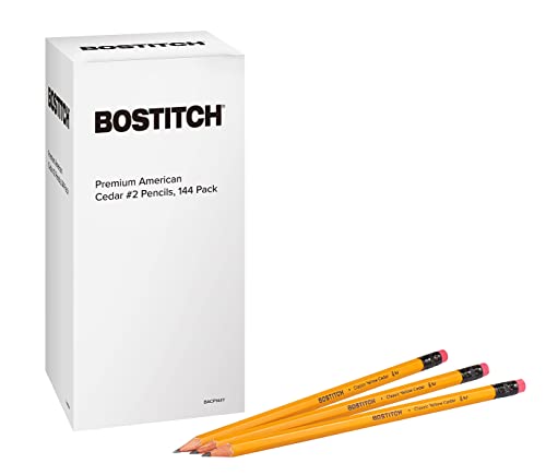 Bostitch Office Premium #2 Pencils, American Cedar Wood, Pre-Sharpened, HB Graphite, 144-Pack - size: 1 Count (Pack of 144)