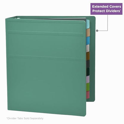 Carstens 2-Inch Heavy Duty 3-Ring Binder - Side Opening, Mint, Durable Plastic, Precision No-Gap Rings, Waterproof Covers, No Pockets, Holds 300 Letter-Sized Sheets, BPA-Free, Made in USA (2827-3R) - color: Seafoam Green, size: Individual