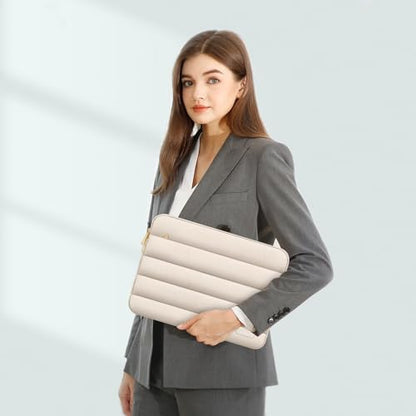 MOSISO Laptop Case 16 inch, 15-15.6 inch Puffy Laptop Sleeve, Sand | Compatible with MacBook Pro 16 M5 M4 M3 M2 M1, HP Dell ASUS Acer Toshiba Lenovo, Polyester Horizontal Bag with Small Case - color: Sand, size: 16 inch