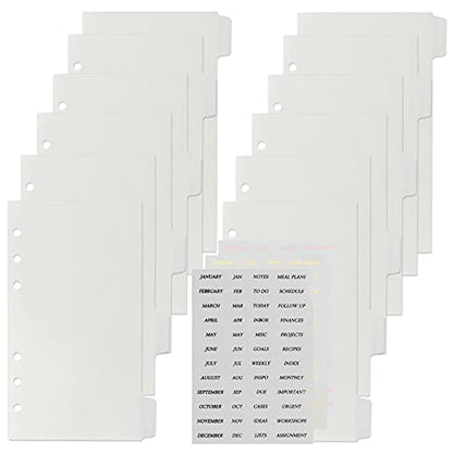 Koqye 12PCS Personal Binder Dividers with 6 Blank Tabs & Planner Stickers | 3.75" x 6.75", Plastic Side Tab Dividers Refillable Page Protectors for 6-Ring Binders, Planner, Agenda - color: Clear - 2 Sets
