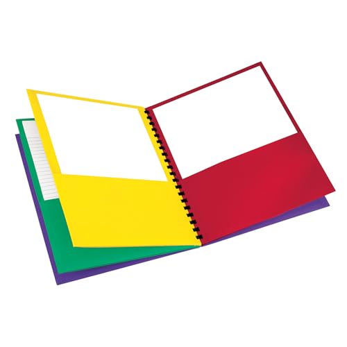 Oxford 8 Pocket Organizer, Letter Size Folder with Plastic Comb Binding, Great for School Subjects, Assorted Colors (Red, Green, Yellow, Purple), For 8-1/2 x 11 Inch Papers, 200 Sheet Capacity (99656) - size: 8-1/2" x 11"