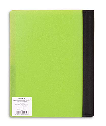 Mintra Office Durable PREMIUM Spiral Notebook, ((Green, 2 Subject (6in x 9.5in)), Wire, Fabric Covered Coils, No Snags, Removable Adjustable Pocket Dividers, Ruler, Organization, Customizable - color: Green, size: 2 Subject (6in x 9.5in)