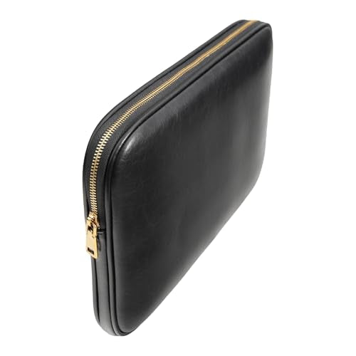 PU Leather Padded Laptop Sleeve Bag 13Inch Compatible with 2024 MacBook Air 13.6 A3113 M3 A2681,New MacBook Pro 13 M2 A2686 with Charger Pouch Color Black - color: Black, size: MacBook Air/Pro 13"