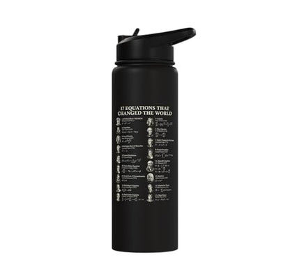 Famous Math Equations Physics Science History Teacher Stainless Steel Insulated Water Bottle