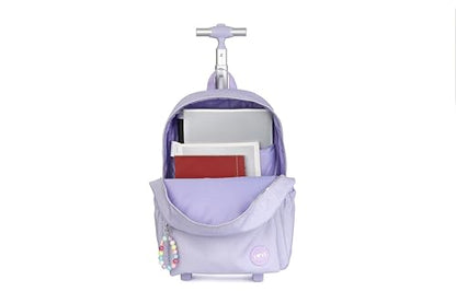 Adult extra Large Kids Rolling Backpack with Lunch Box 3pc Set (STAR HEART PURPLE) - color: Star Heart Purple