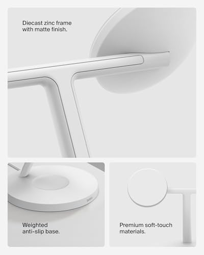 Belkin MagSafe-Compatible iPhone Charger, 3-in-1 Wireless Charging Station, Qi2-Certified 15W Wireless Charge for Apple iPhone 17 Series, Apple Watch, AirPods w/Non-Slip Base, 40W Included - White - color: White, style: Matte Finish
