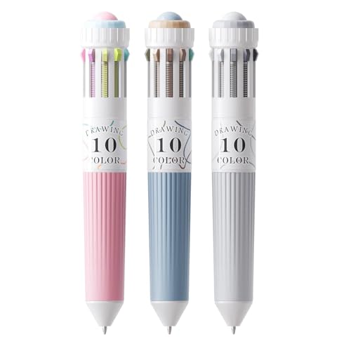 30 Colors Multicolor Pens, 3 Pack 10-in-1 | Retractable Ballpoint Pens, 0.8mm Smooth Writing Colored Pens with Rolling Top for Journaling, Adults, Artists - color: 3PCS-30 Colors Series3