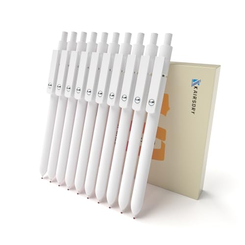 Retractable Gel Pens,0.5mm Fine Point Tip Black Ink with Grip Smooth Writing for Journaling Note Taking office Supplies,stationary for women & men(10 Pcs Black Ink-White shaft pens) - style: 10 Pcs Black Ink-White shaft pens