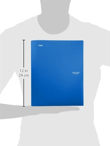 Five Star 2-Pocket Folder, Plastic Folder with Stay-Put Tabs and Prong Fasteners, Holds 8-1/2" x 11" Paper, Pacific Blue (72115) (Pack of 5) - color: Pacific Blue, size: 1 Count (Pack of 5)