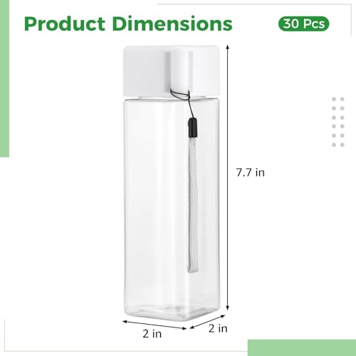 OMISTAR 30 PCS Water Bottles Bulk, 17 oz Plastic Water Bottles, Reusable Leak Proof Portable Water Bottle With Handle Strap for School Classroom Travel Camping Cycling Fitness (White) - color: White