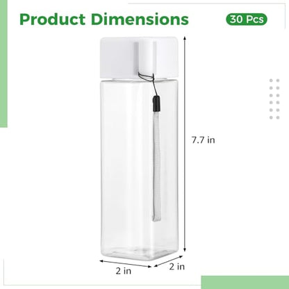 OMISTAR 30 PCS Water Bottles Bulk, 17 oz Plastic Water Bottles, Reusable Leak Proof Portable Water Bottle With Handle Strap for School Classroom Travel Camping Cycling Fitness (White) - color: White