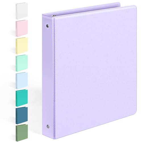 BinderX Extra Durable 3 Ring Binder, Round Rings 1 Inch Binder, Fits 175 Sheets of 8.5x11 Paper, Customizable View Cover with Inside Pockets, Cute 1" Binders, 1 Inch Binders 3 Ring, Lavender Purple - color: Lavender Purple, size: 1 inch