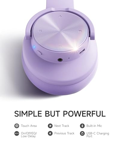 Picun B8 Headphones Wireless Bluetooth, 120H Bluetooth Headphone Over Ear with 3EQ Music Modes, Hands-Free Calls, Deep Bass Headphones for Travel Home Office Cellphone PC (Purple) - color: Purple