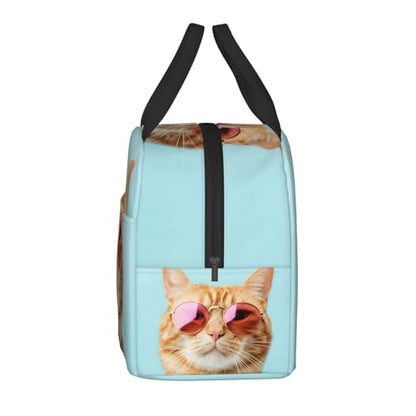 Sunglasses Cat Lunch Box - Insulated Lunch Bags for Women/Men Funny 3D Design Reusable Lunch Tote Bags, Perfect for Office/Camping/Hiking/Picnic/Beach/Travel - color: Sunglasses Cat