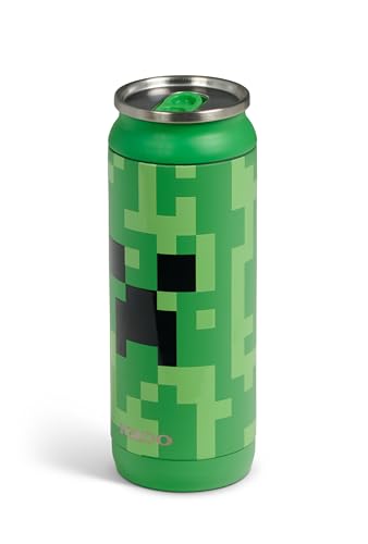 Igloo MineCraft Creeper 16 oz Stainless Steel Hydration Can, Insulated Water Bottle, Reusable Travel Mug - color: 16 Oz Creeper