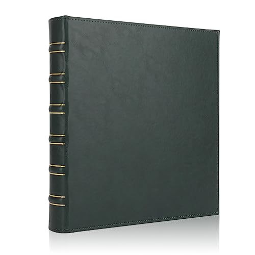 LETVPVOW Vintage Hardback 3 Ring Binder 1 Inch, Professional Leather Binder 3 Ring, Three Ring Binders Fits 8.5" x 11", D Ring Binders for Photo Album, Home, School and Office Supplies- Dark Green - color: Green