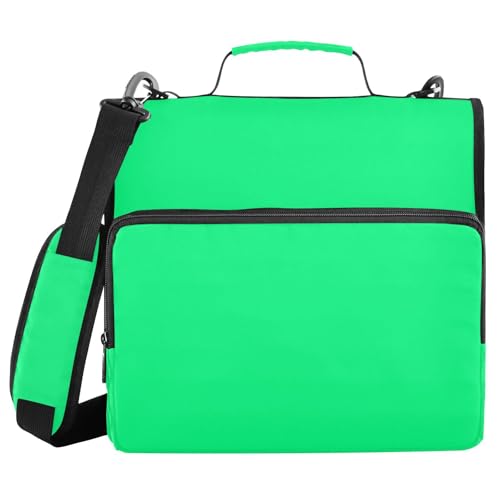 1.5-Inch 3-Rings Sturdy Zipper Binder with Handle Laege Capacity Document Organizer Bag for Middle Student Green - color: Green
