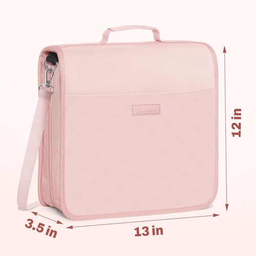 SUNEE Zipper Binder 3 Ring, 3 Inch O-Ring with Handle and Shoulder Strap, 600-Sheet Capacity, Multi-Pockets for Middle School Organizer Binder with Zipper, Pink Lotus - color: Pink Lotus