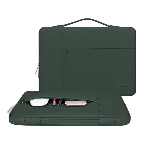 MOSISO Laptop Case 13.3 inch, 13.3 inch Laptop Sleeve with Handle | Compatible with MacBook Air/Pro 13/Pro 14, HP Dell ASUS Lenovo, Polyester Multifunctional Computer Bag, Midnight Green - color: Midnight Green, size: 13.3 inch