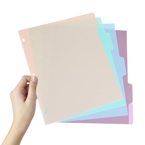 20pcs A4 Binder Index Dividers with Tabs, 3-Hole Plastic Separator Pages in Pastel Colors, Multi-Section Organizer for Student, Teacher, Office and Home Filing