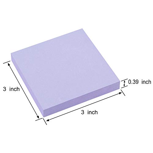 ZCZN 400 Sheets Pop-up Sticky Notes, 3 x 3 Inches, 4 Pads Bright Color Self-Stick Notes, 100 Sheets/Pad, Light Purple - color: Light Purple