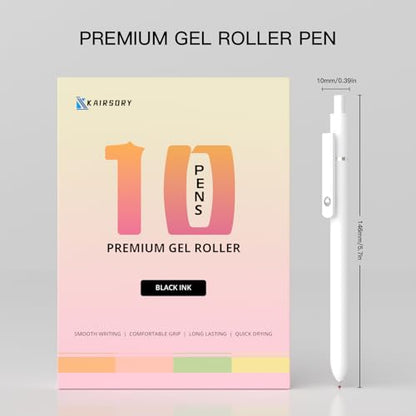 Retractable Gel Pens,0.5mm Fine Point Tip Black Ink with Grip Smooth Writing for Journaling Note Taking office Supplies,stationary for women & men(10 Pcs Black Ink-White shaft pens) - style: 10 Pcs Black Ink-White shaft pens