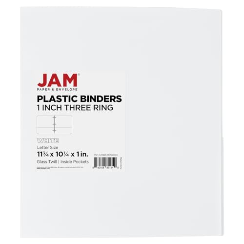 JAM PAPER Plastic 0.5 inch Binder - White 3 Ring Binder - Sold Individually - color: White, size: 0.5 inch