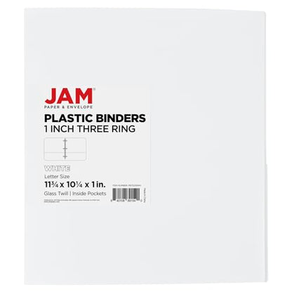 JAM PAPER Plastic 0.5 inch Binder - White 3 Ring Binder - Sold Individually - color: White, size: 0.5 inch