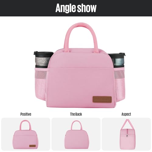 douyadady Lunch Bag&Box Women/Men Insulated&Reusable | Spacious Lightweight Waterproof Sturdy Durable Great Value For Office Work School Picnic Travel - color: Pink
