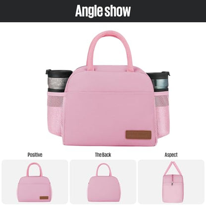 douyadady Lunch Bag&Box Women/Men Insulated&Reusable | Spacious Lightweight Waterproof Sturdy Durable Great Value For Office Work School Picnic Travel - color: Pink